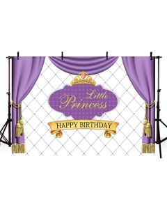 MEHOFOTO Little Princess Happy Birthday Party Decorations Photo Studio Booth Backdrop Purple Curtain Gold Crown Girl Photography Background Banner 7x5ft