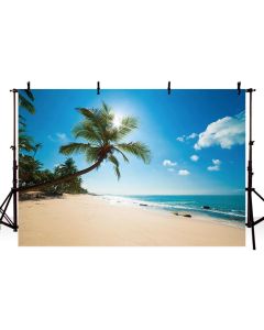 MEHOFOTO Photography Backdrops Summer Sunshine Beach Sea Coconut Tree Birthday Party Banner Photo Studio Booth Background 7X5ft