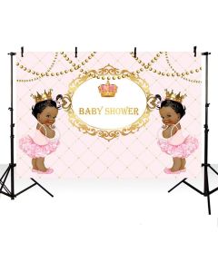 MEHOFOTO Pink and Gold Photo Studio Booth Background Crown Princess Girl Twins Baby Shower Party Decoration Banner Backdrops Props for Photography 7x5ft
